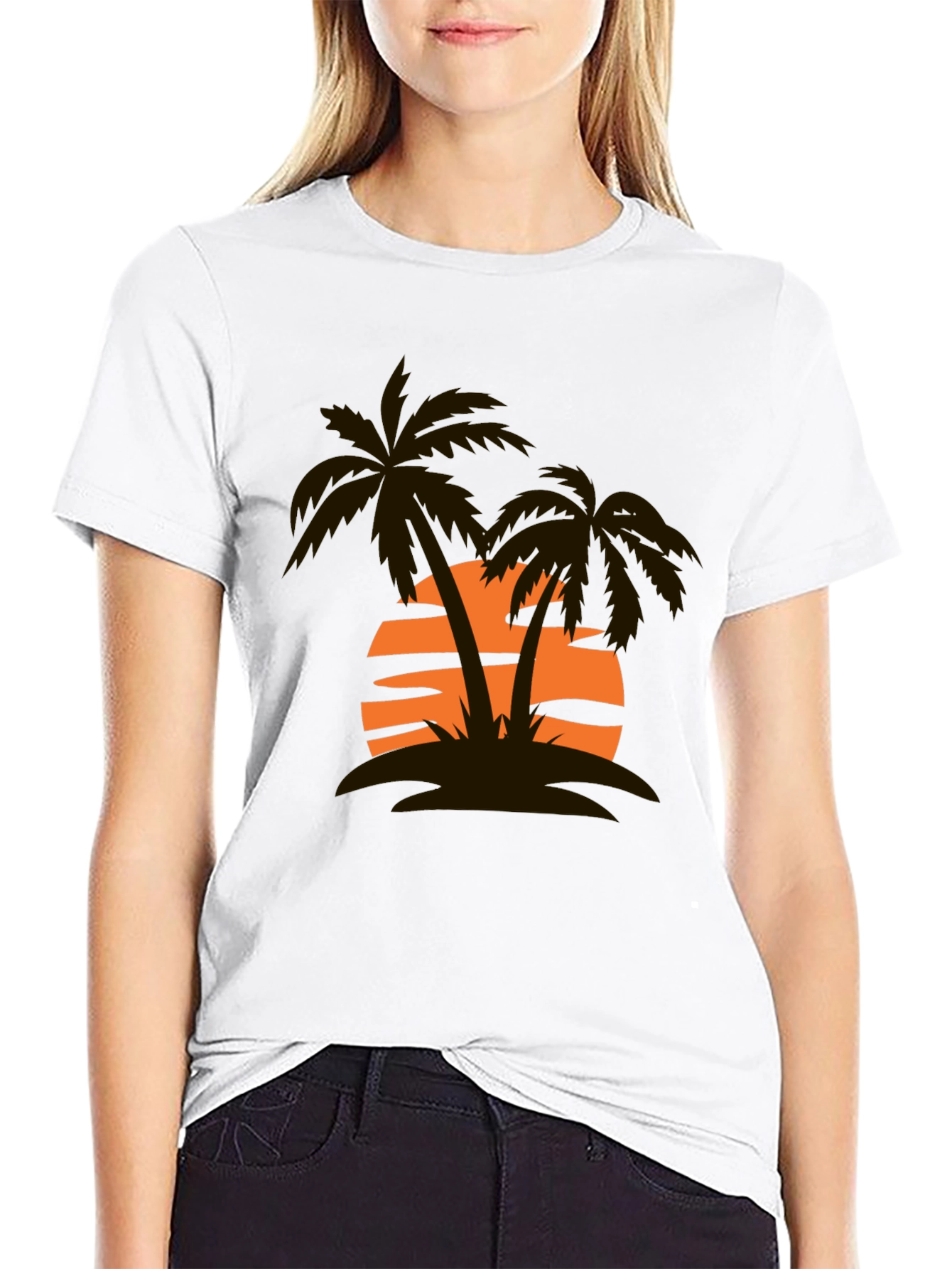 Sunset Palm Tree Graphic Tee - Casual Style