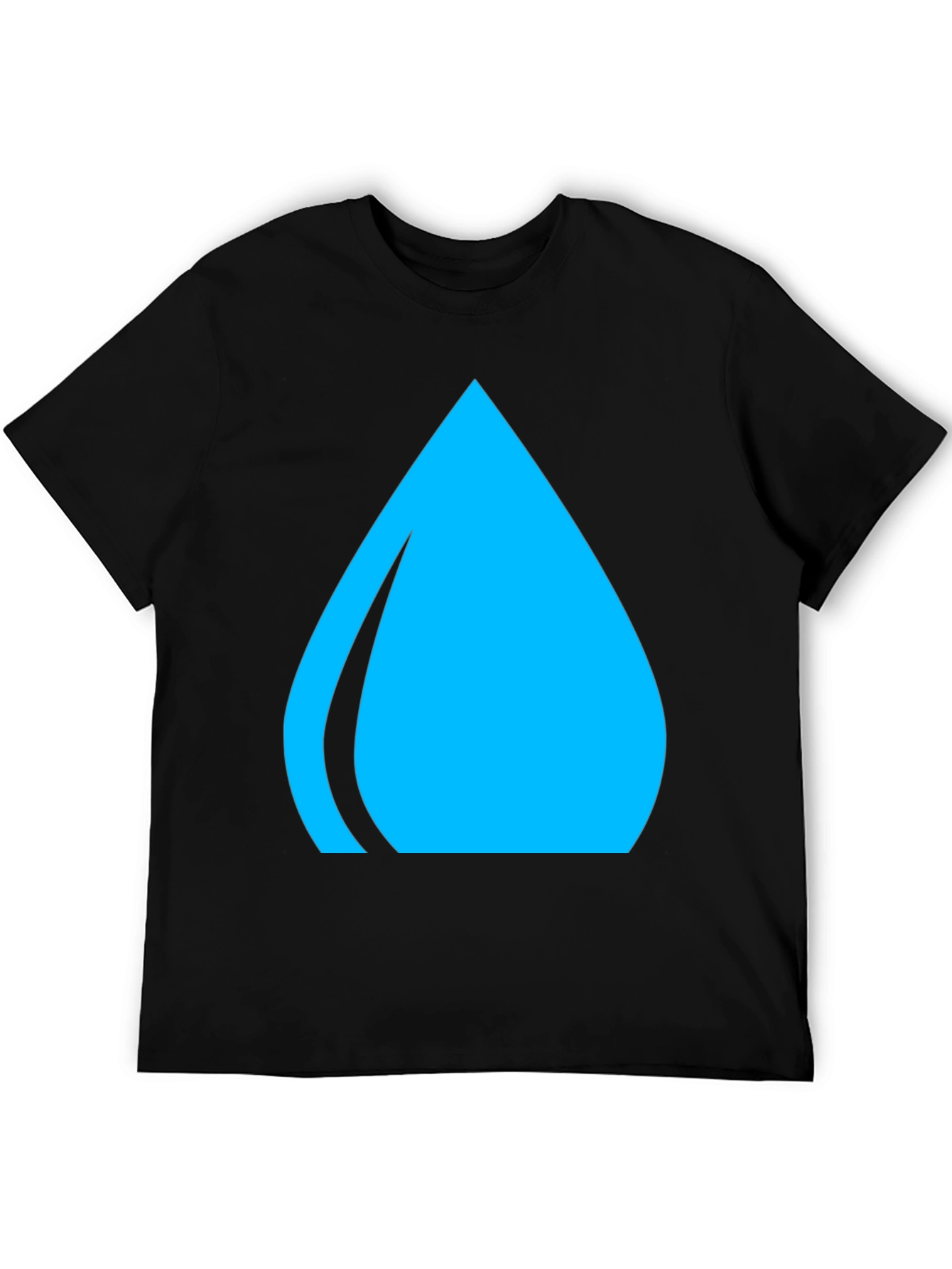 Blue Water Drop Graphic Tee - Casual Black T-Shirt