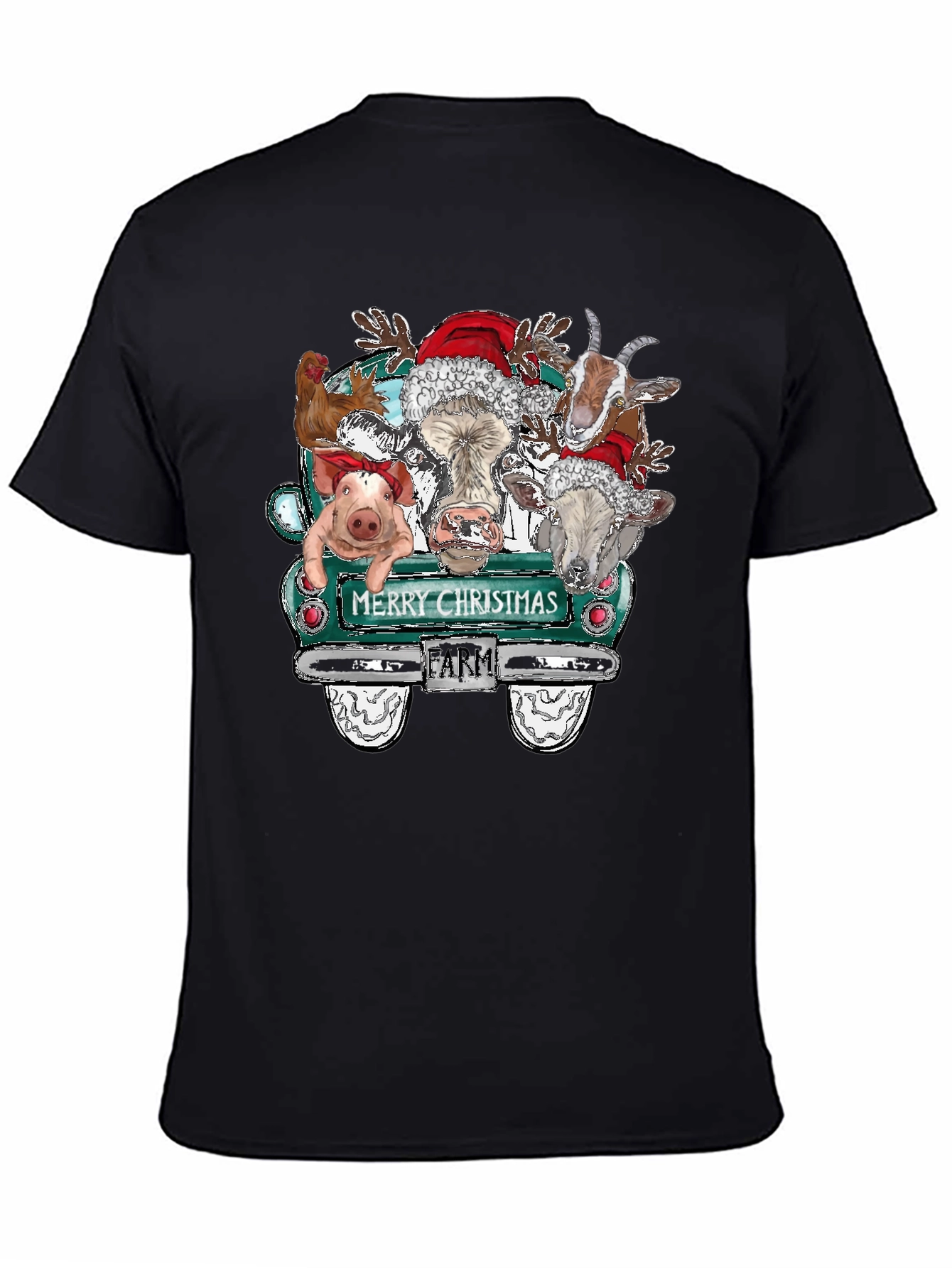 Merry Christmas Farm Animals Truck T-Shirt