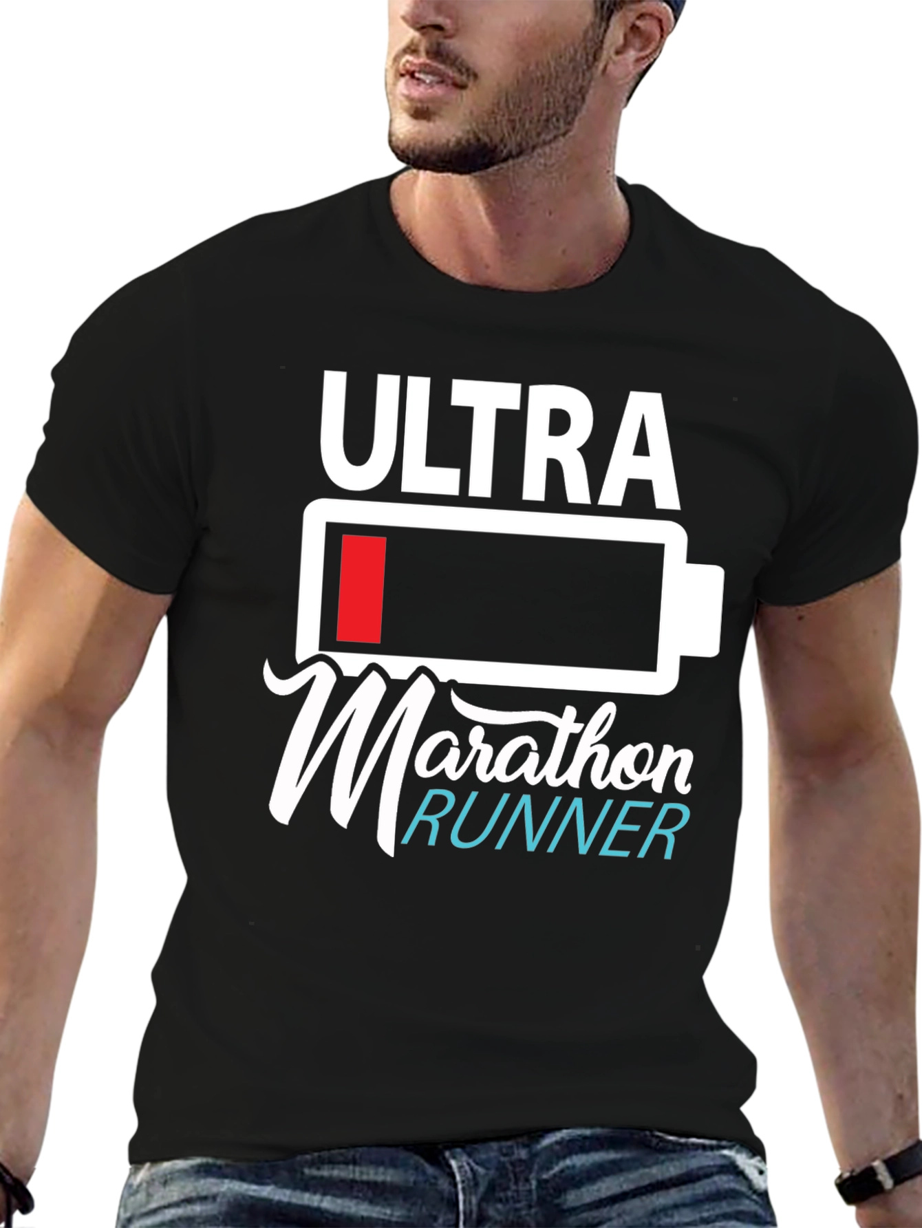 Ultra Marathon Runner Graphic T-Shirt - Black Cotton Blend