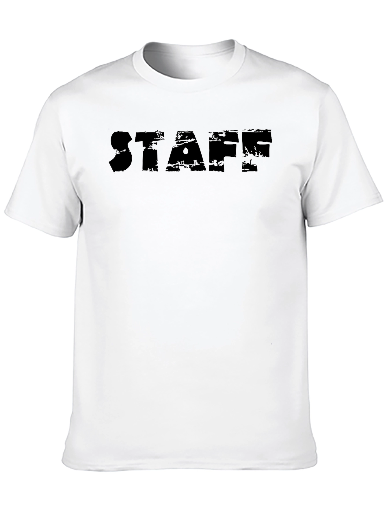 Black STAFF Graphic Tee - Casual Crew Neck