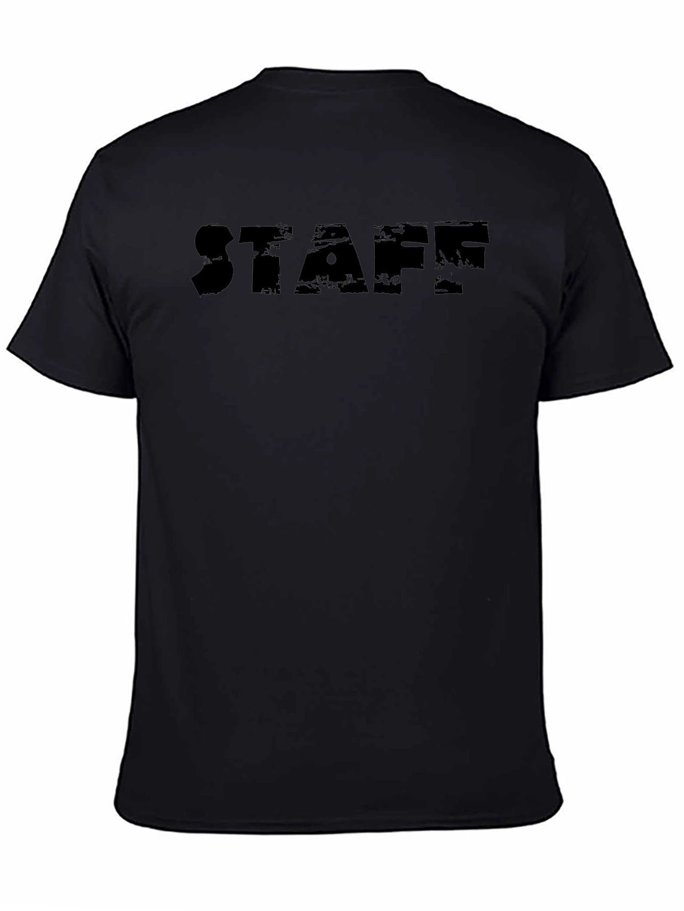 Black STAFF Graphic Tee - Casual Crew Neck