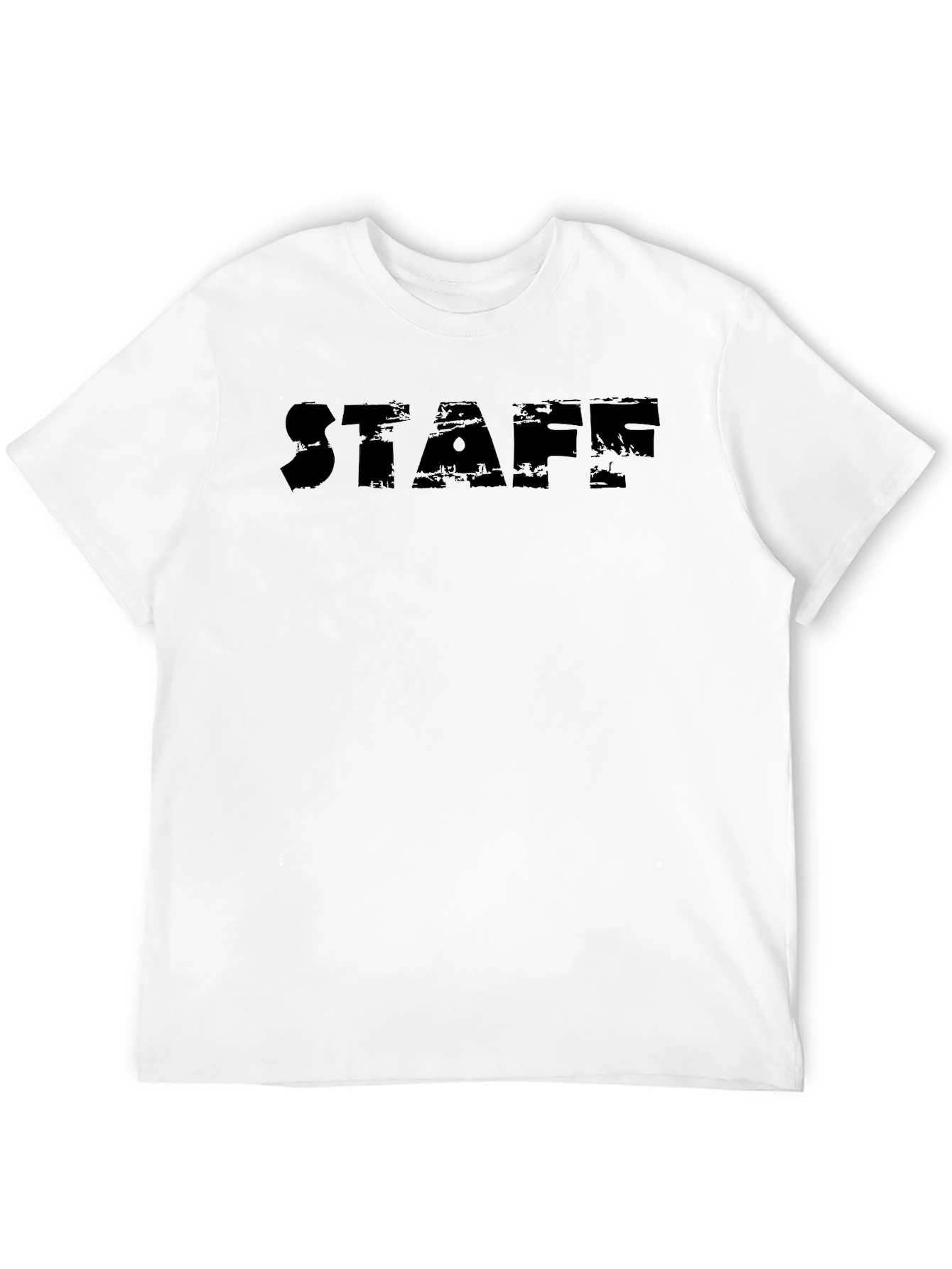 Black STAFF Graphic Tee - Casual Crew Neck