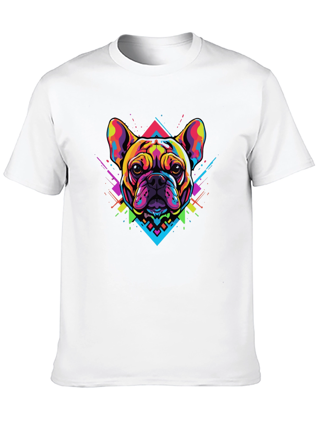Bold Geometric Bulldog Graphic Tee - Black