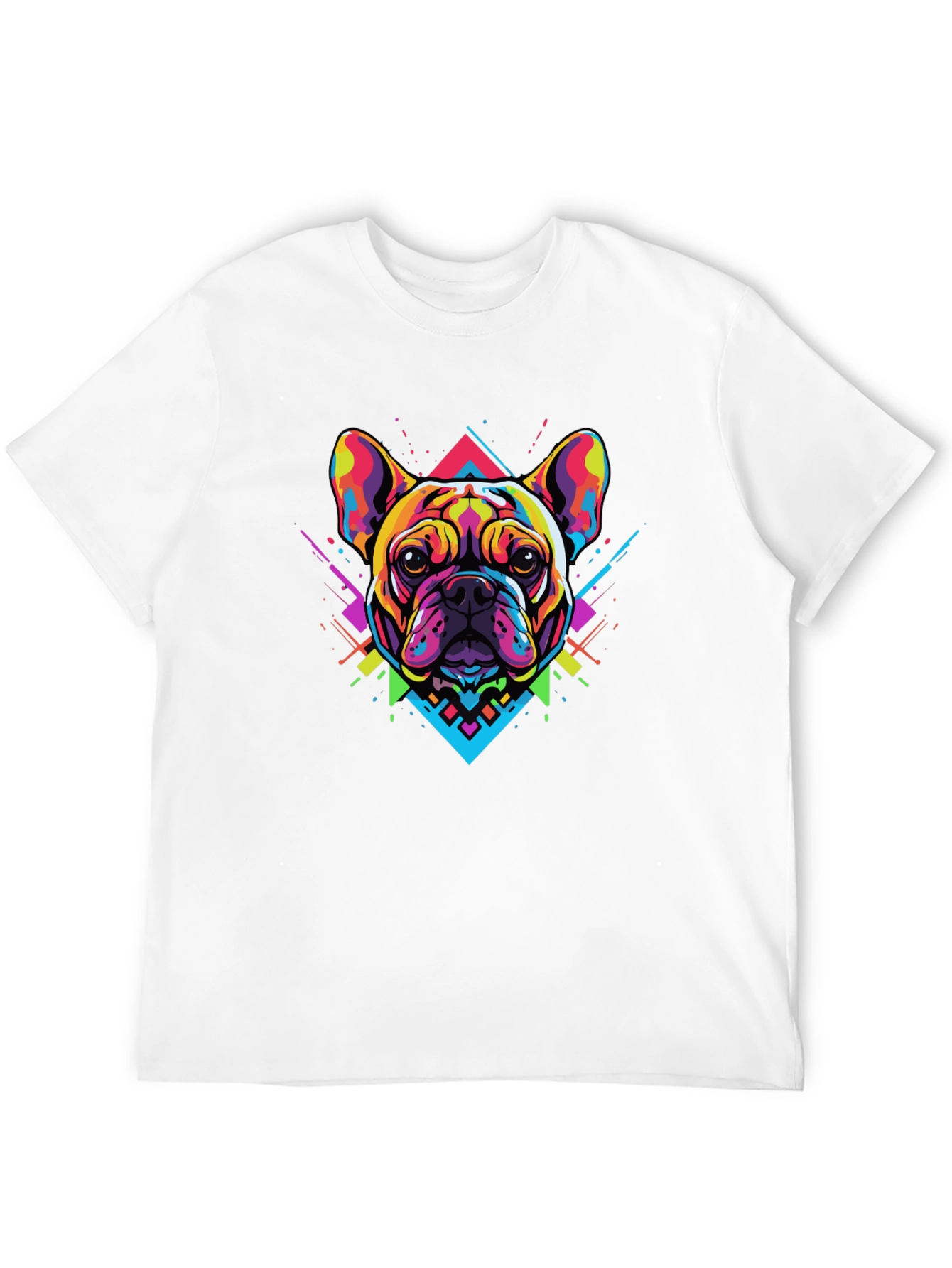 Bold Geometric Bulldog Graphic Tee - Black