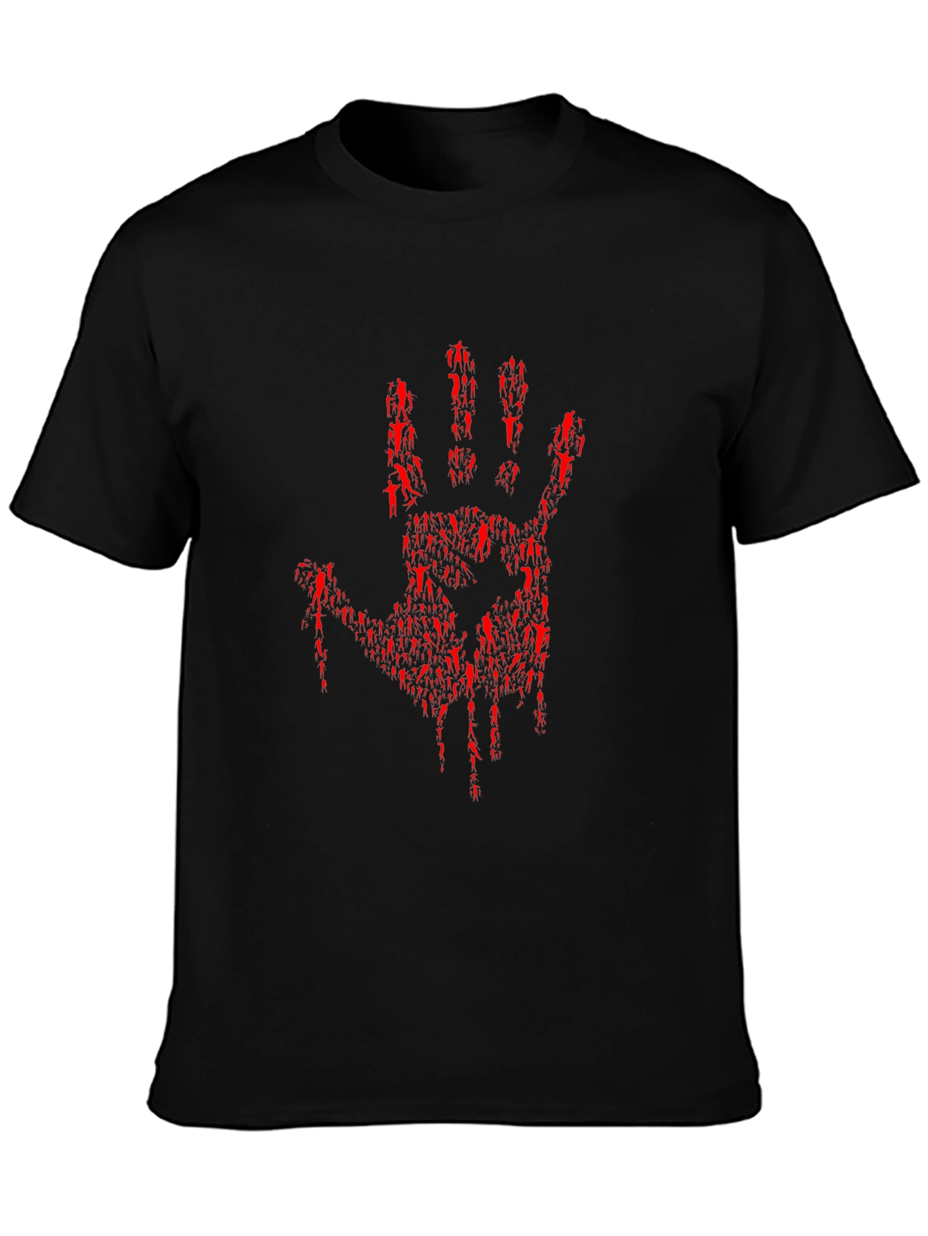Bloody Hand Print Graphic Tee - Black