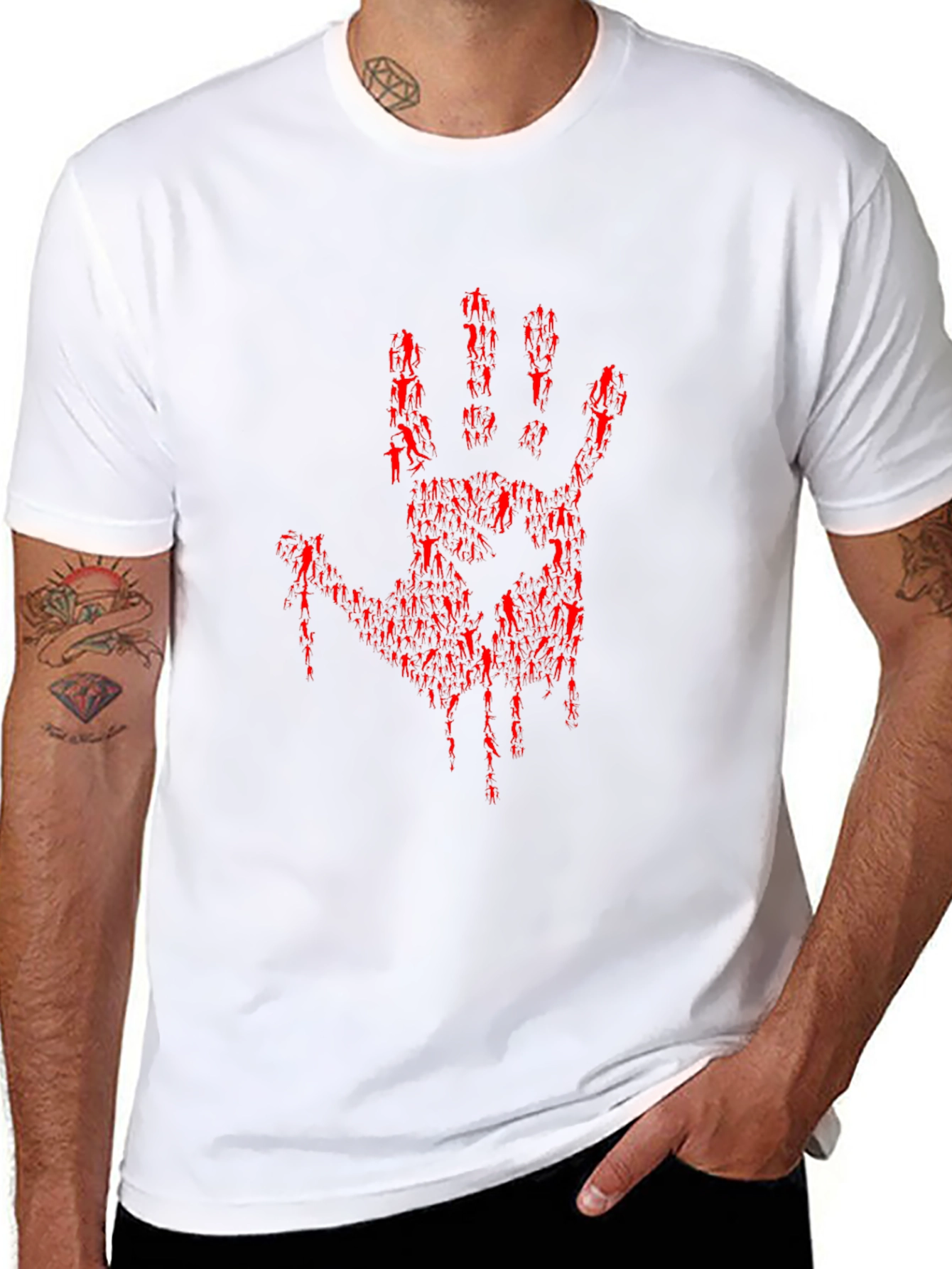 Bloody Hand Print Graphic Tee - Black