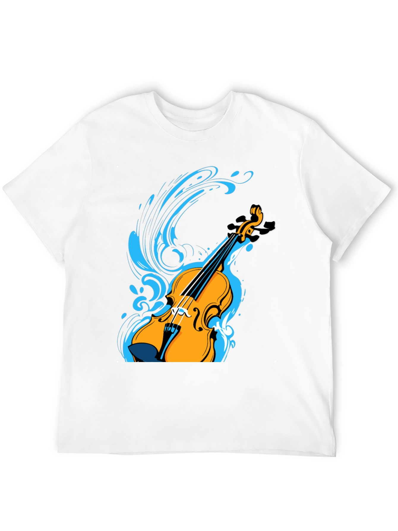 Violin Splash Graphic Tee - Black Cotton Blend Shirt