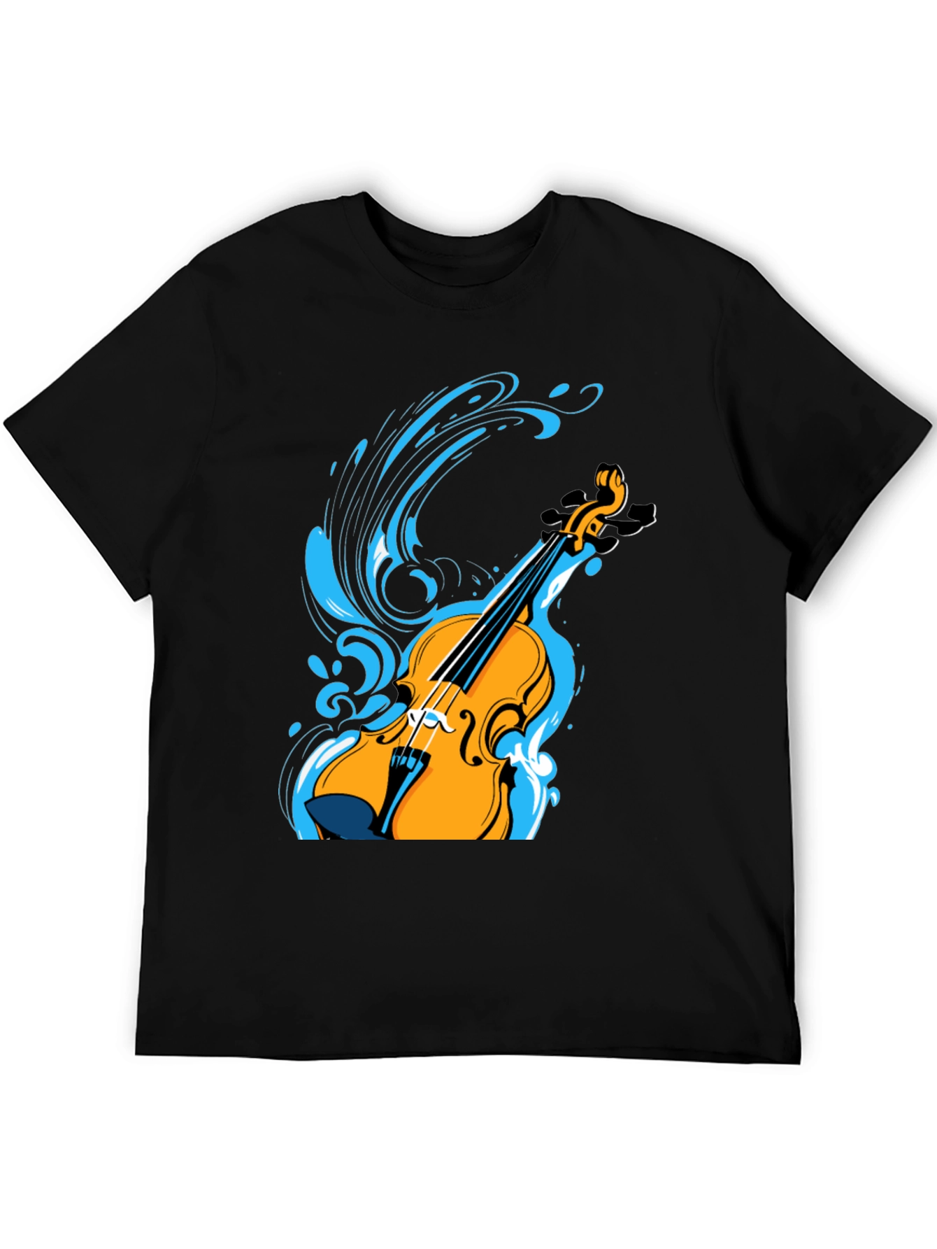 Violin Splash Graphic Tee - Black Cotton Blend Shirt