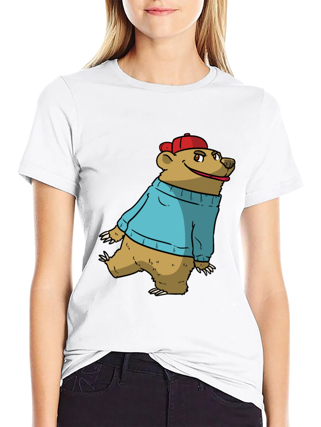 Bear in Sweater Graphic Tee - Casual Comfort