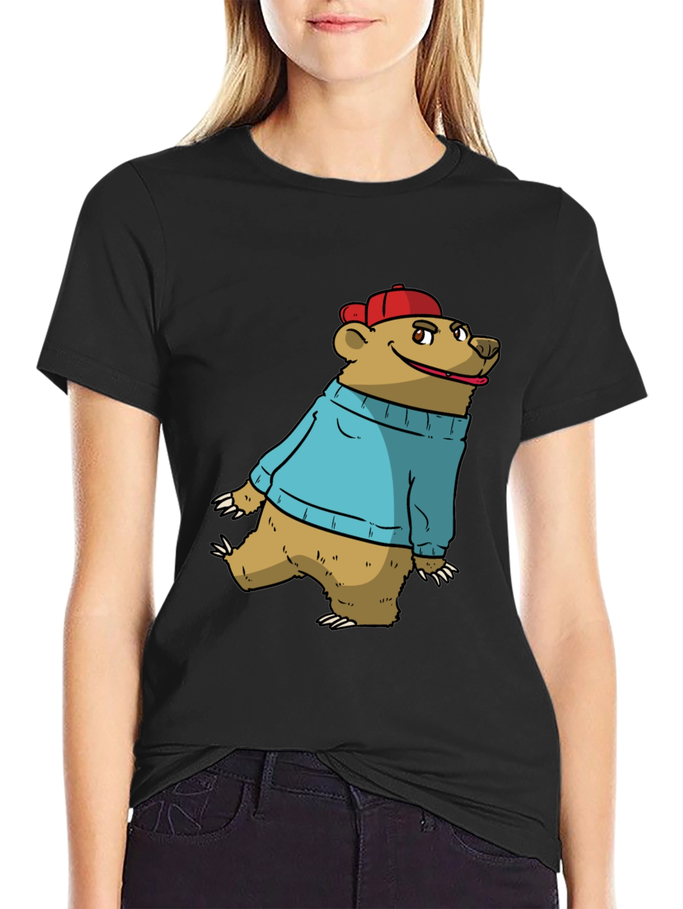 Bear in Sweater Graphic Tee - Casual Comfort