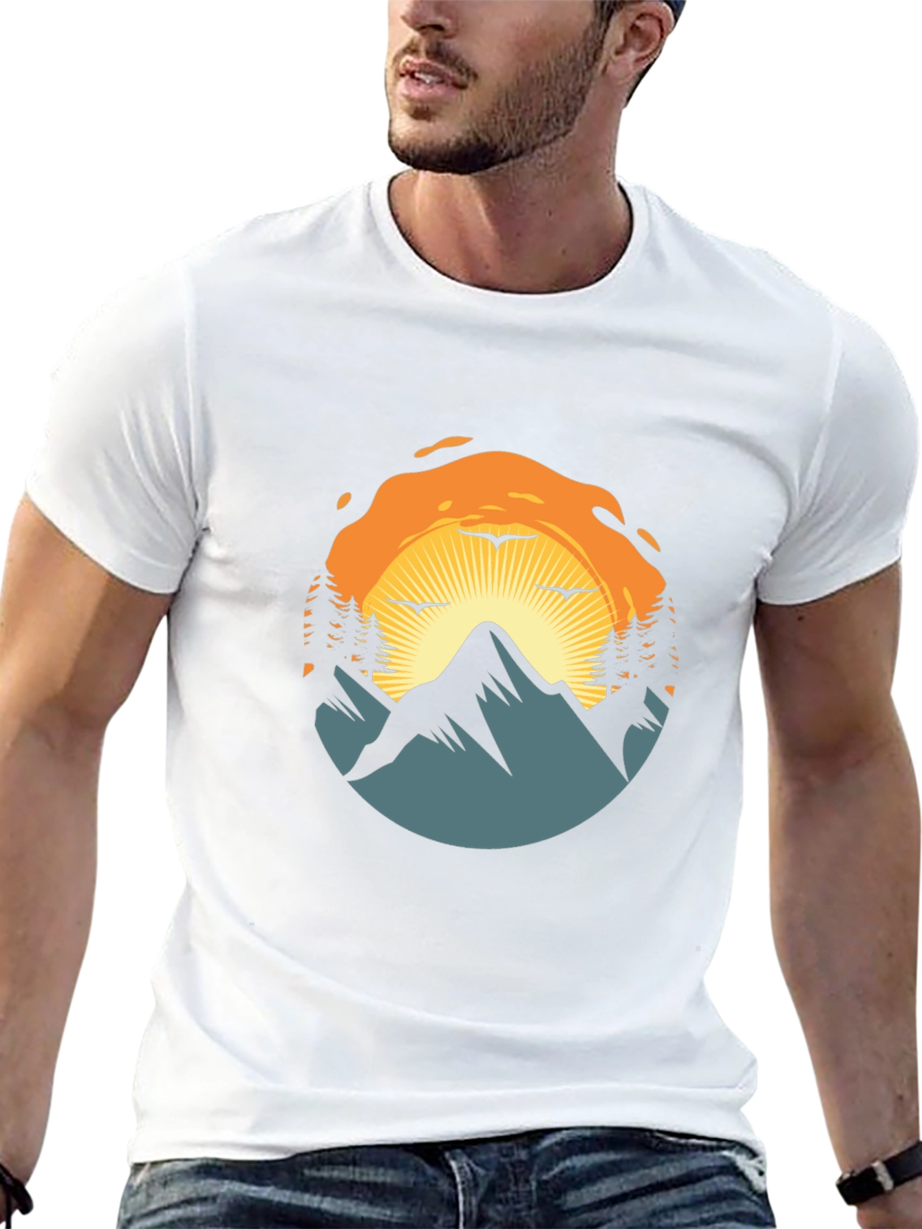 Mountain Sunset Graphic Tee - Nature Adventure Shirt