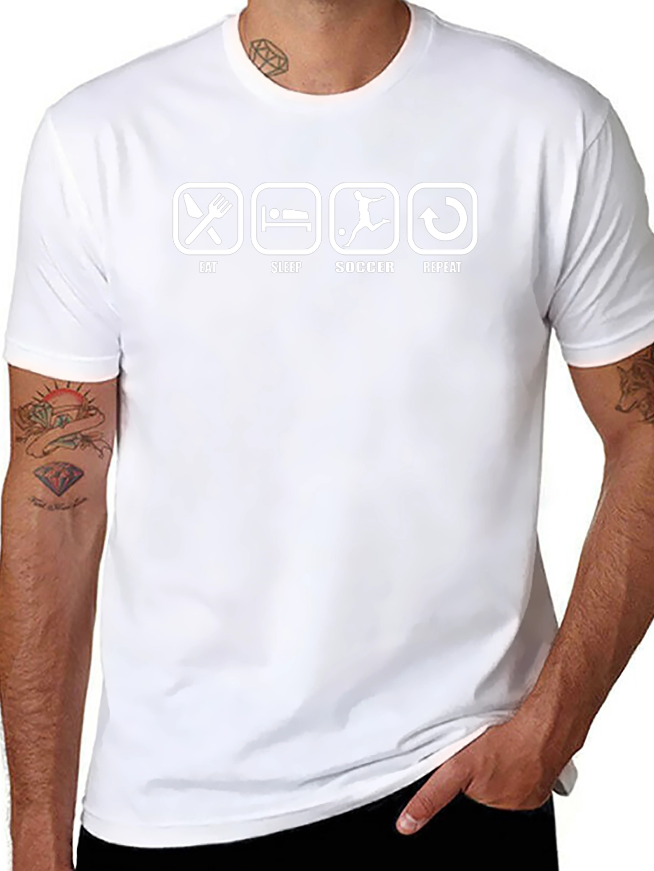 Eat Sleep Soccer Repeat Black Graphic T-Shirt