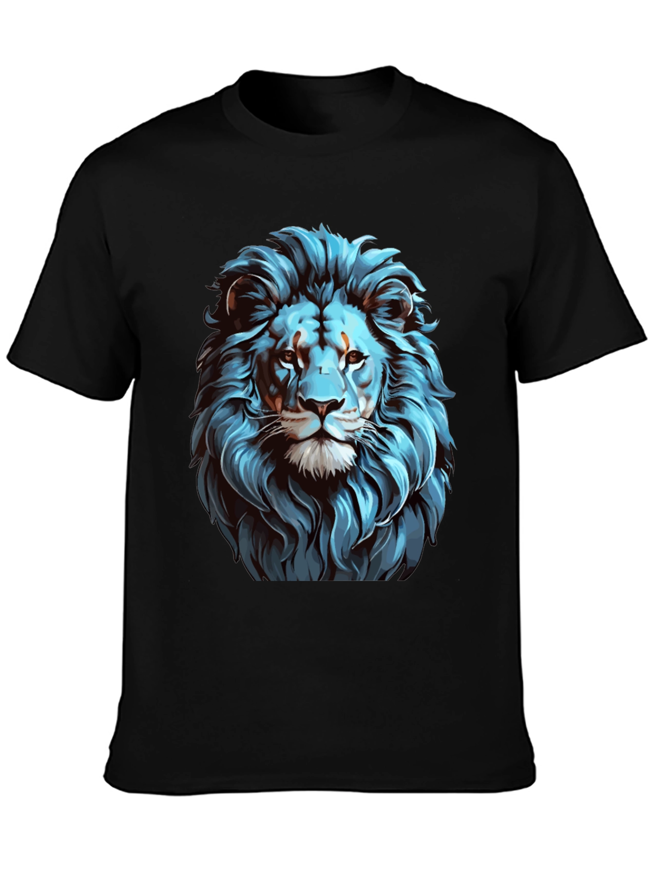 Cool Blue Lion Graphic Black T-Shirt