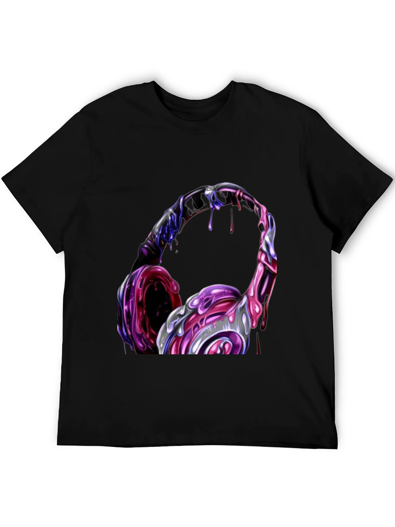 Cool Headphones Graphic Black T-Shirt