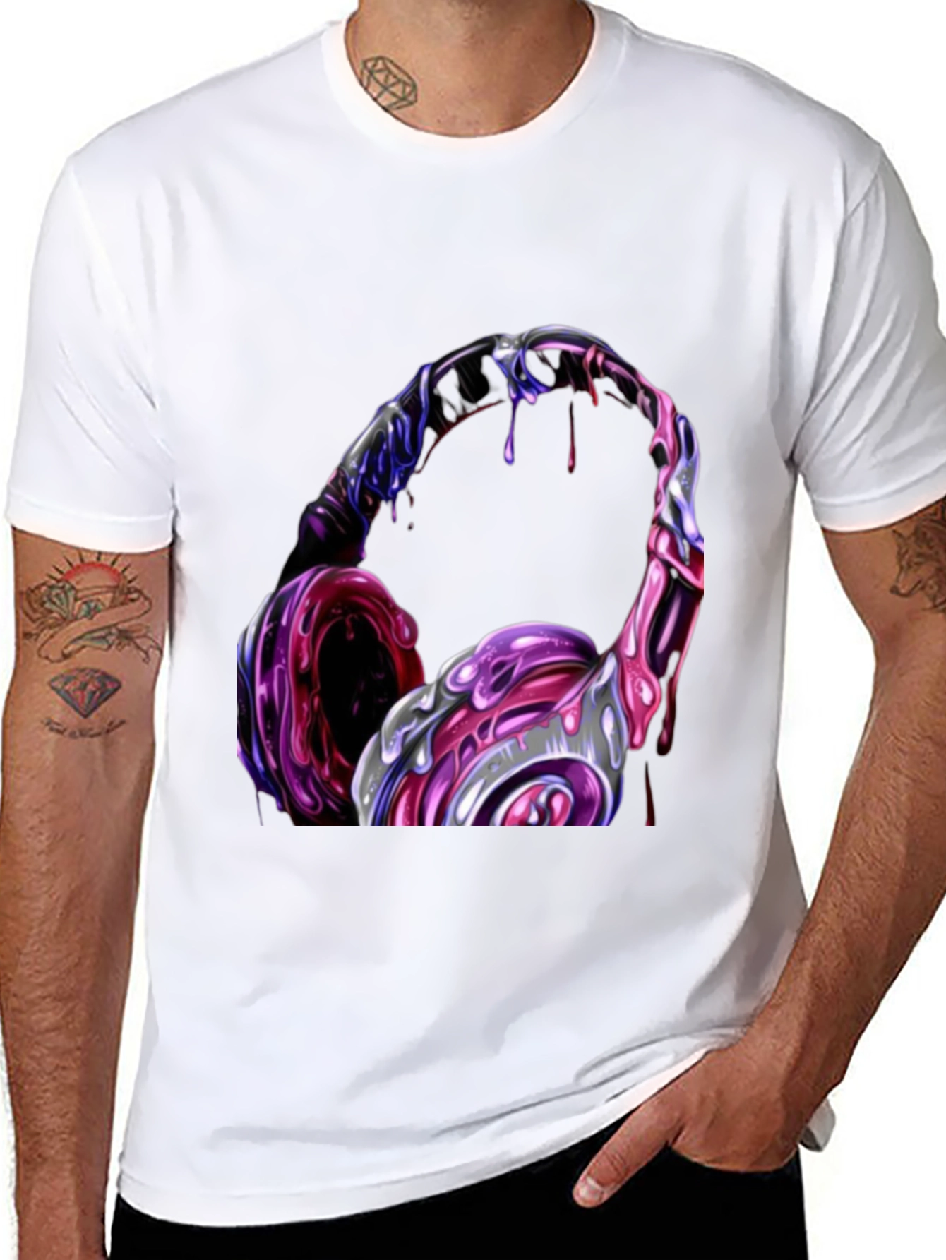 Cool Headphones Graphic Black T-Shirt