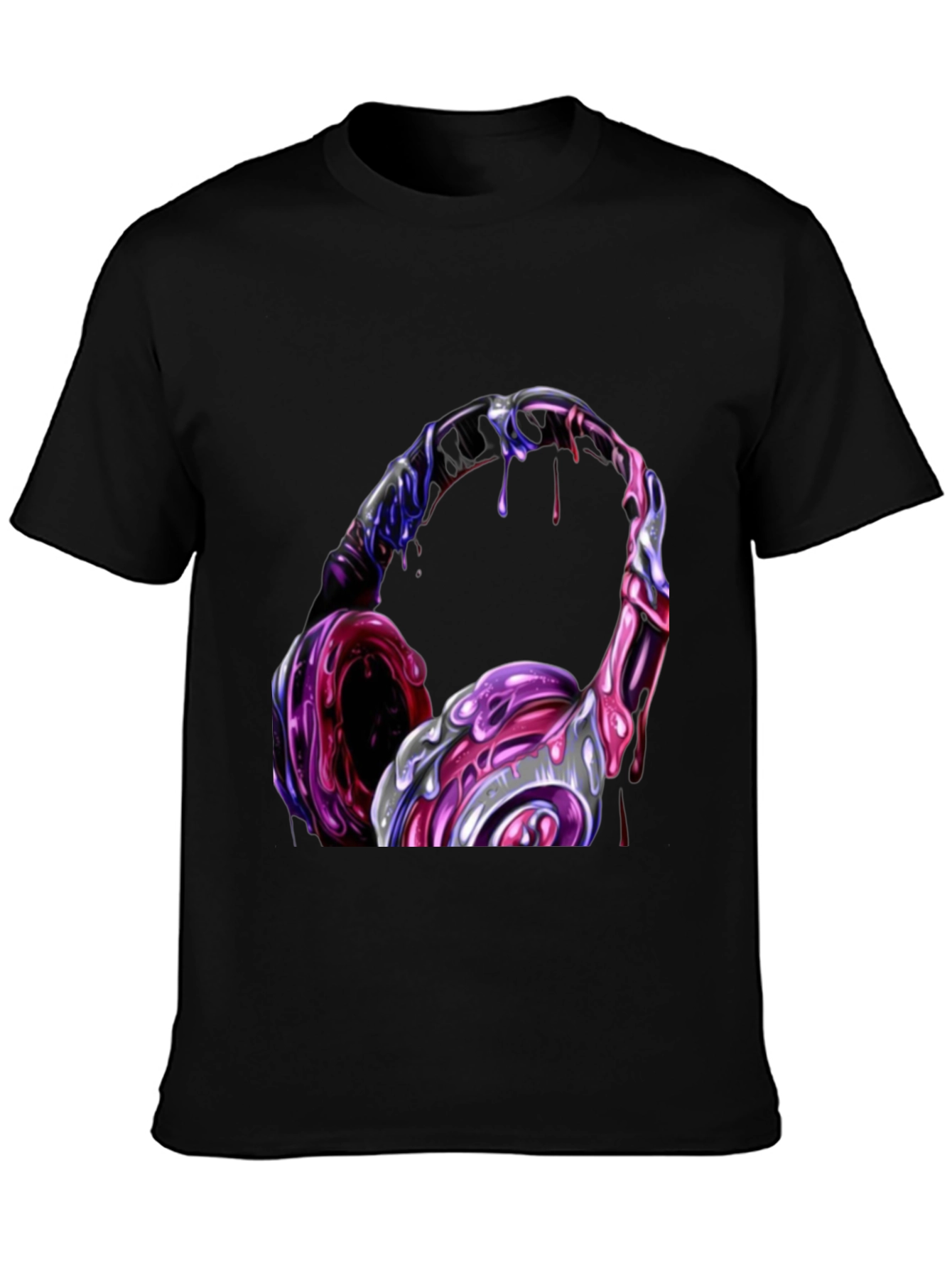 Cool Headphones Graphic Black T-Shirt