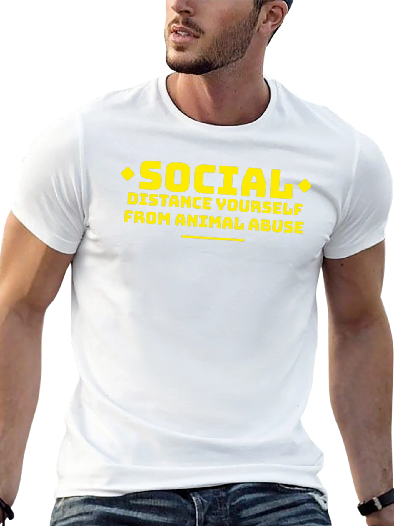 Social Distance From Animal Abuse Black T-Shirt