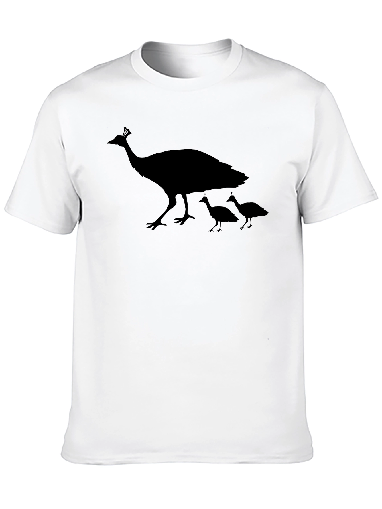 Peacock Family Graphic T-Shirt - Stylish Black Tee