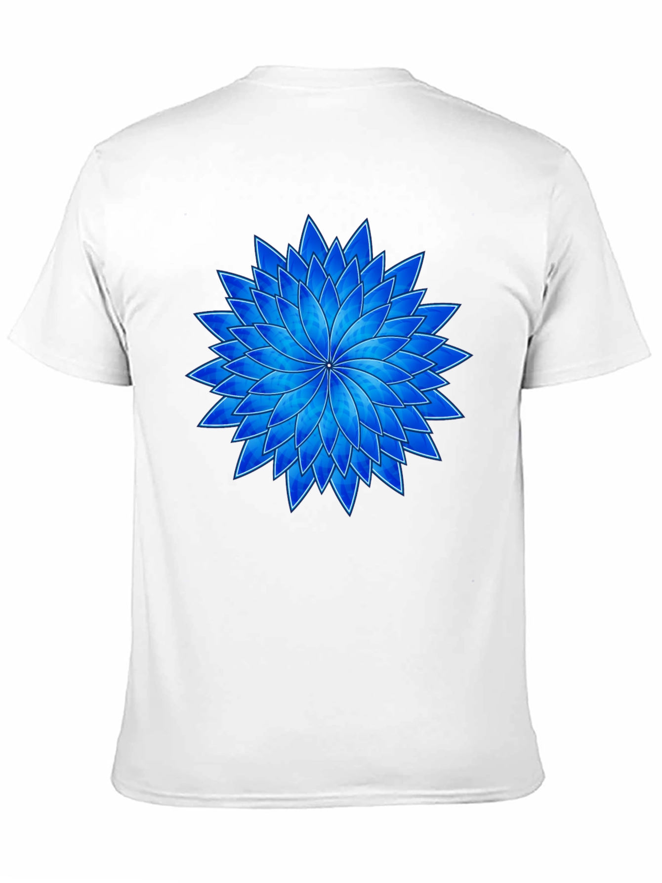 Blue Flower Graphic Black T-Shirt