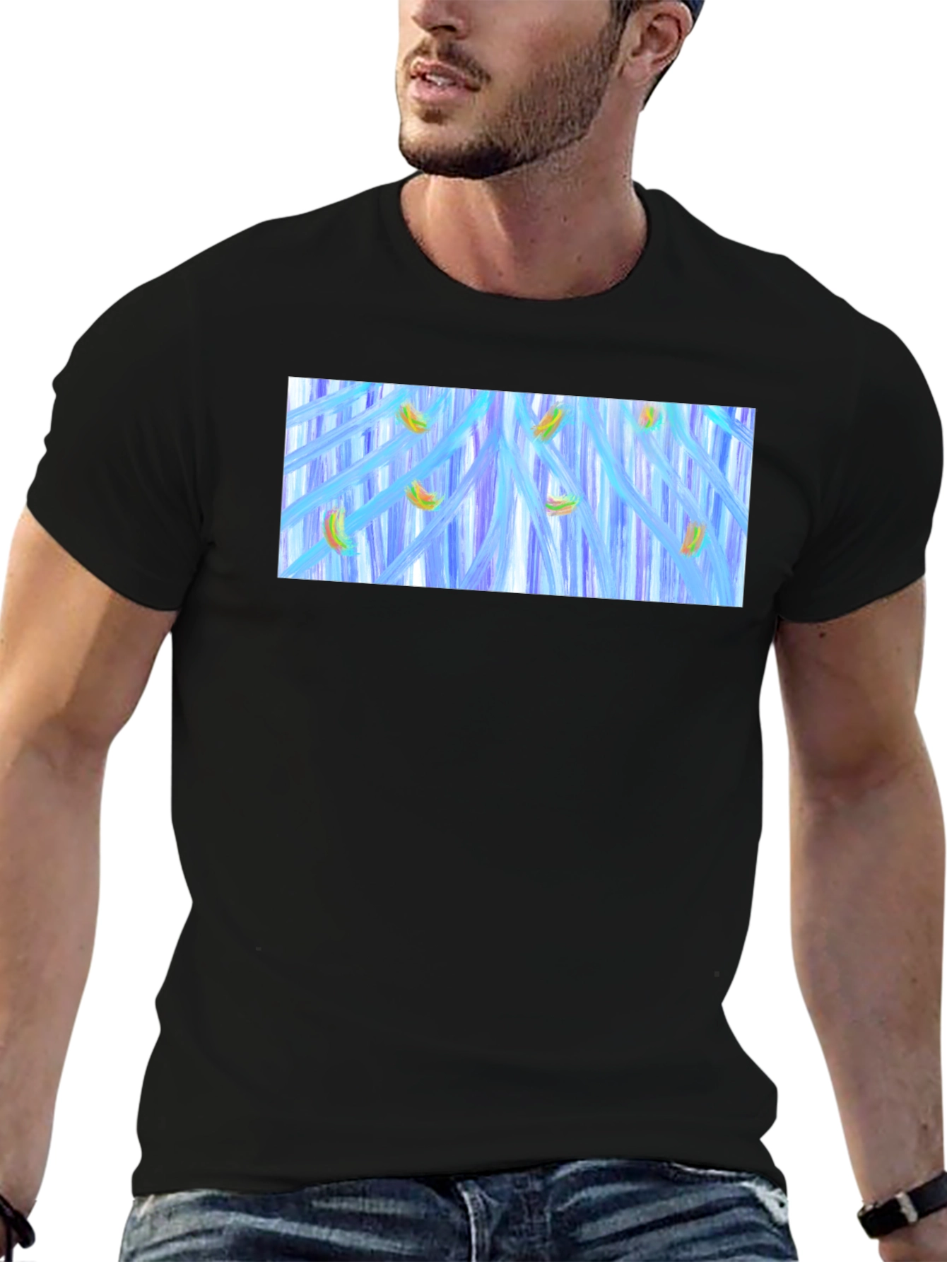 Abstract Banana Waterfall Graphic Tee - Black