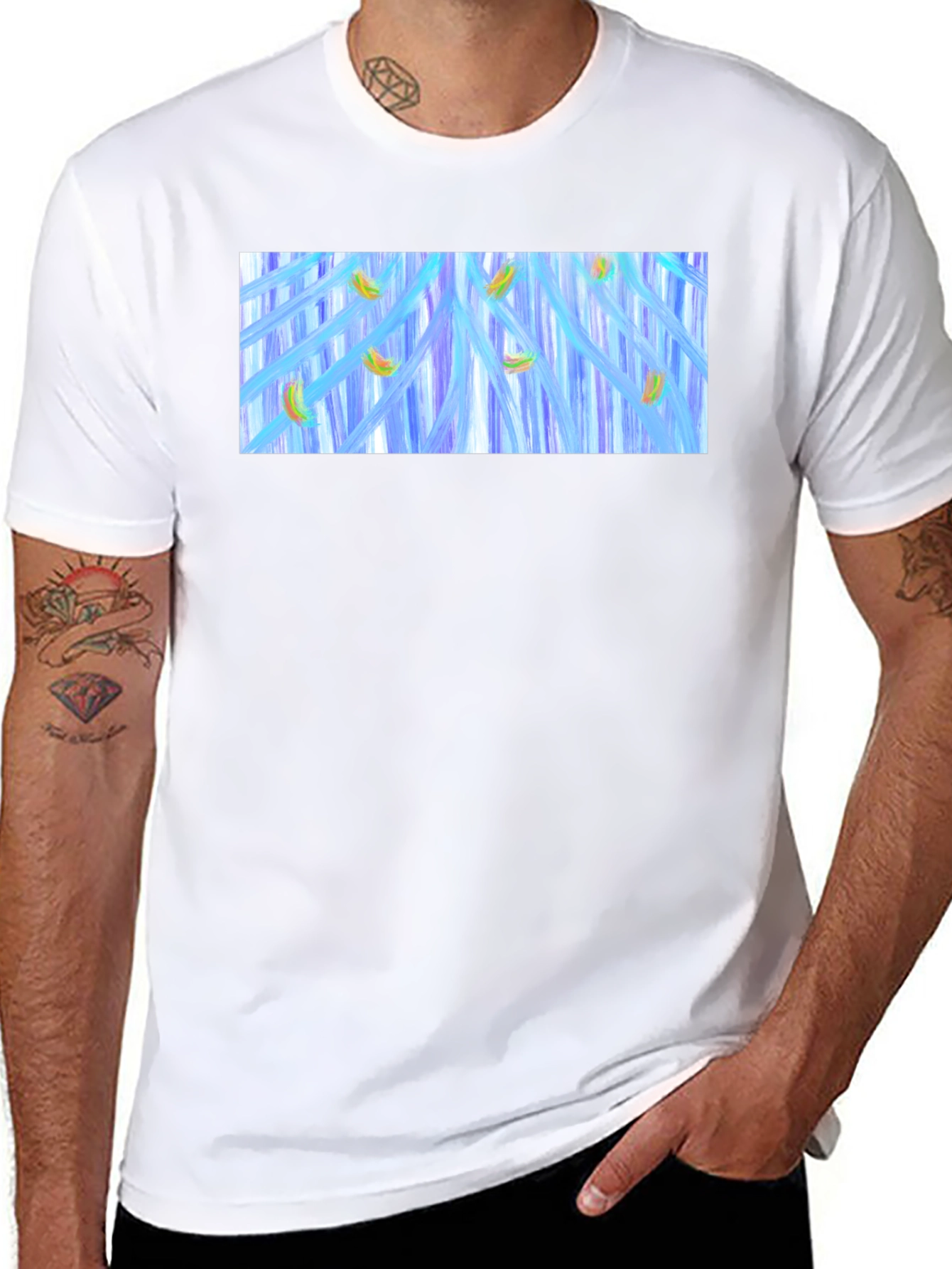 Abstract Banana Waterfall Graphic Tee - Black