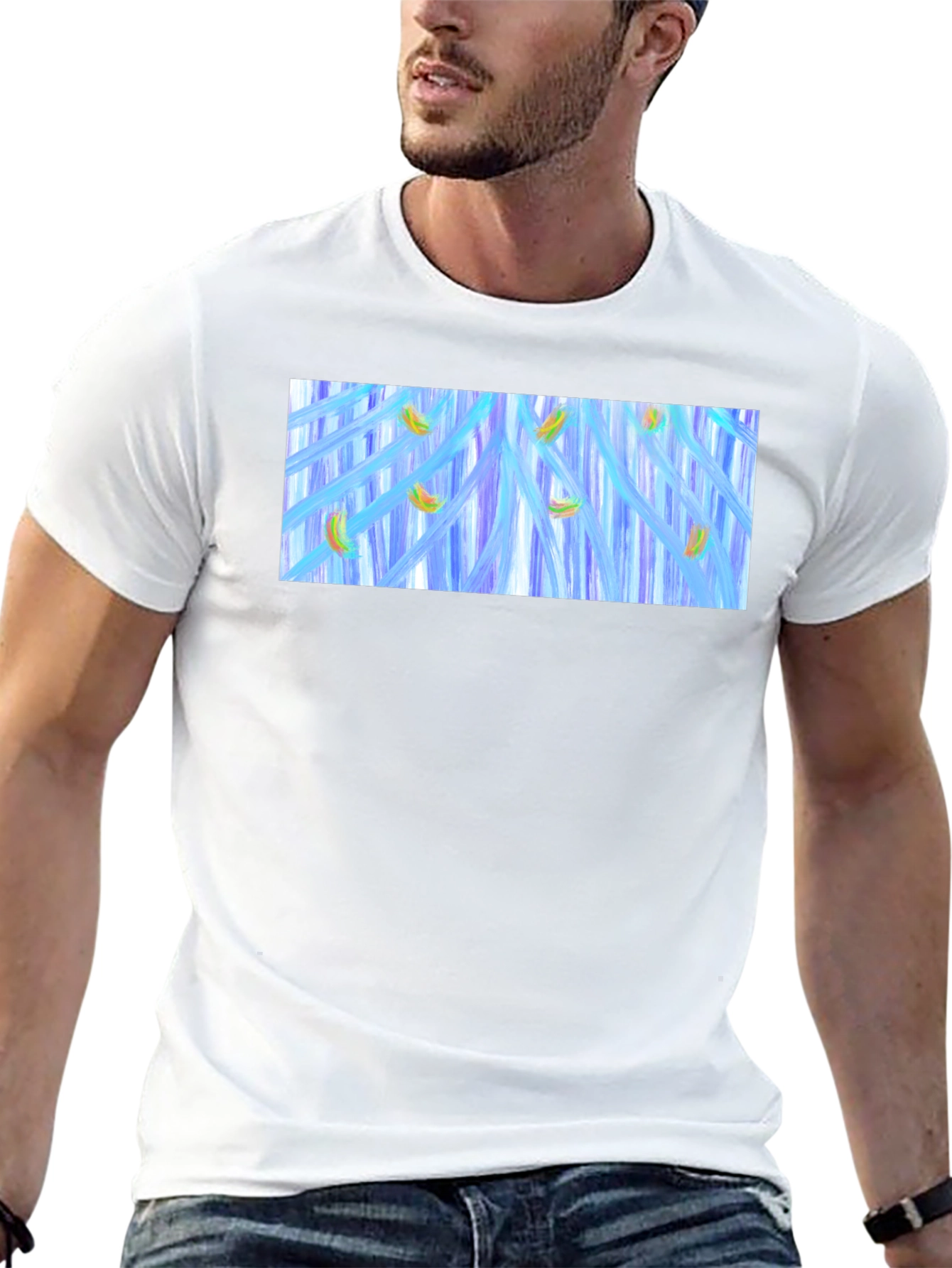 Abstract Banana Waterfall Graphic Tee - Black
