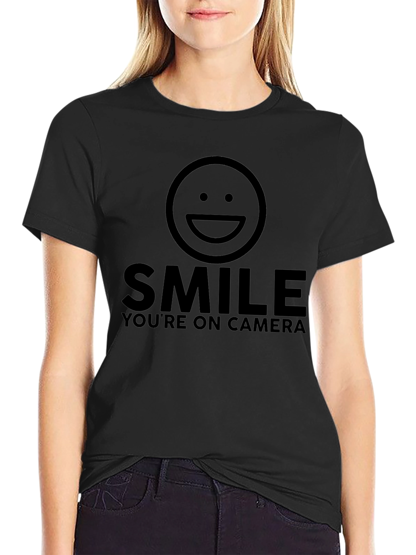 Smile Youre on Camera Graphic Tee - Black
