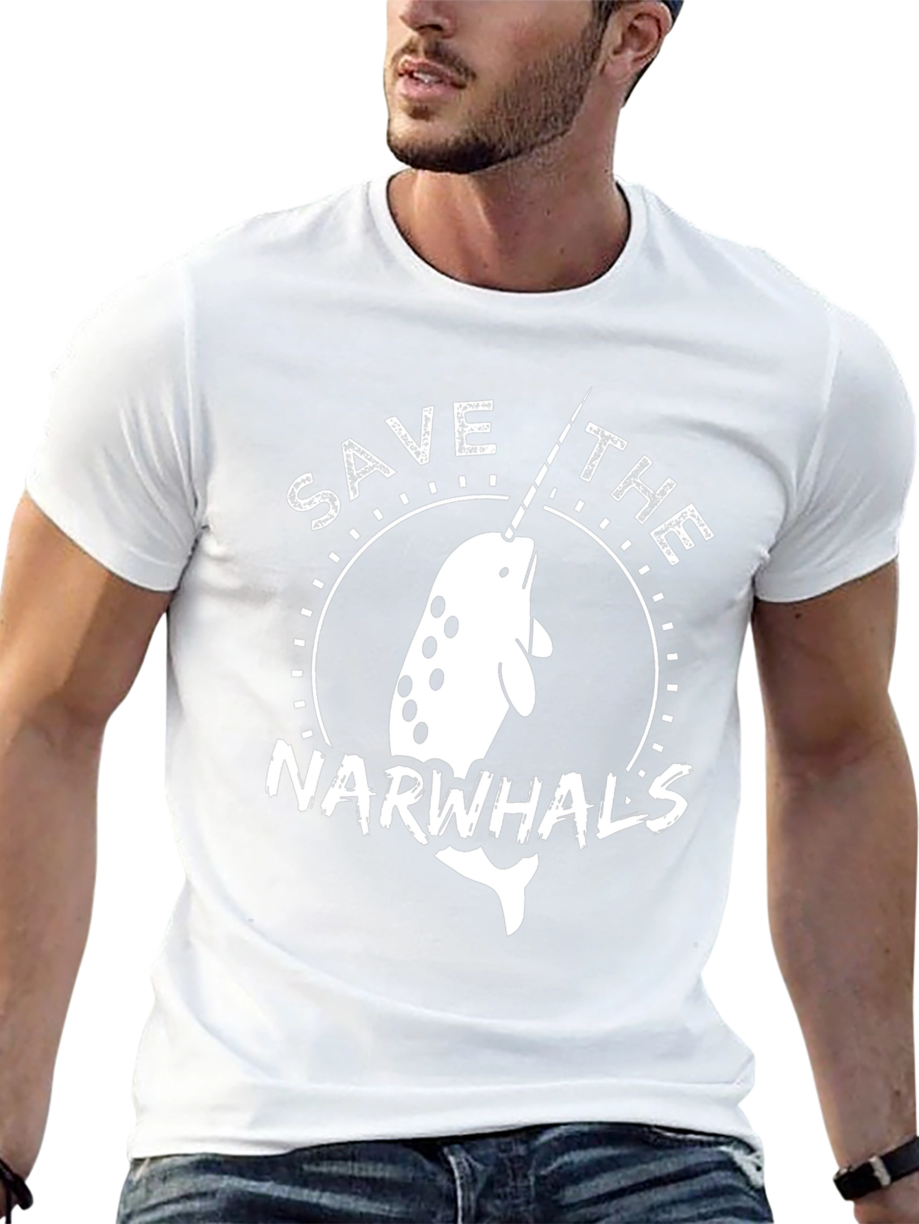 Save the Narwhals T-Shirt - Black Cotton Tee