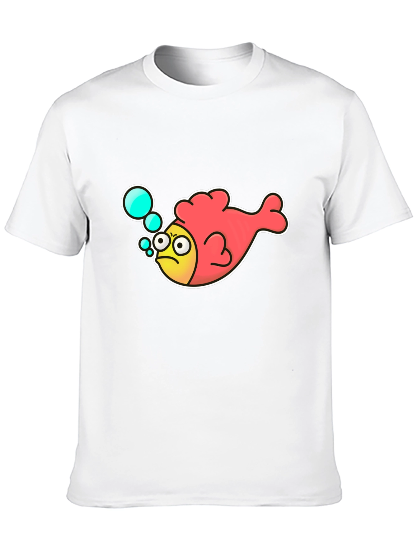 Funny Angry Fish Cartoon Black T-shirt