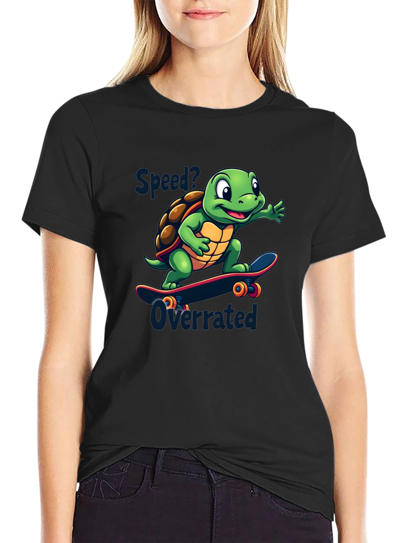 Skateboarding Turtle Graphic Tee - Speed Overrated
