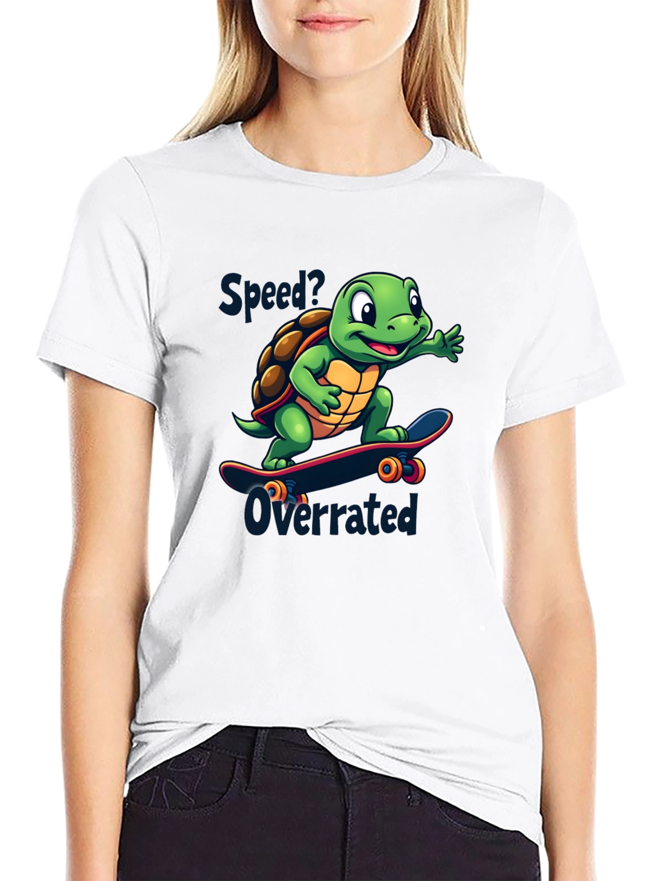 Skateboarding Turtle Graphic Tee - Speed Overrated