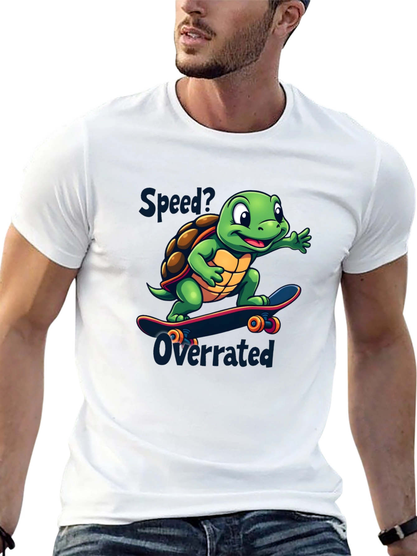 Skateboarding Turtle Graphic Tee - Speed Overrated