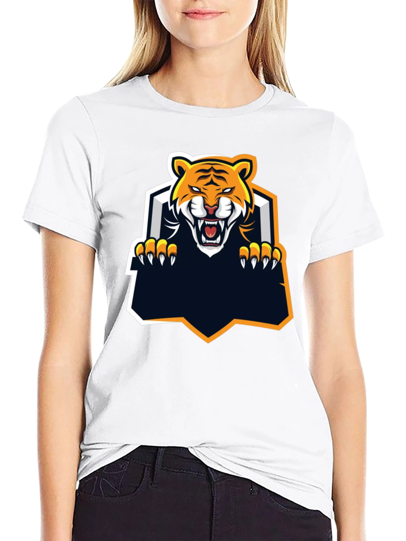 Cool Tiger Graphic Print Black T-Shirt
