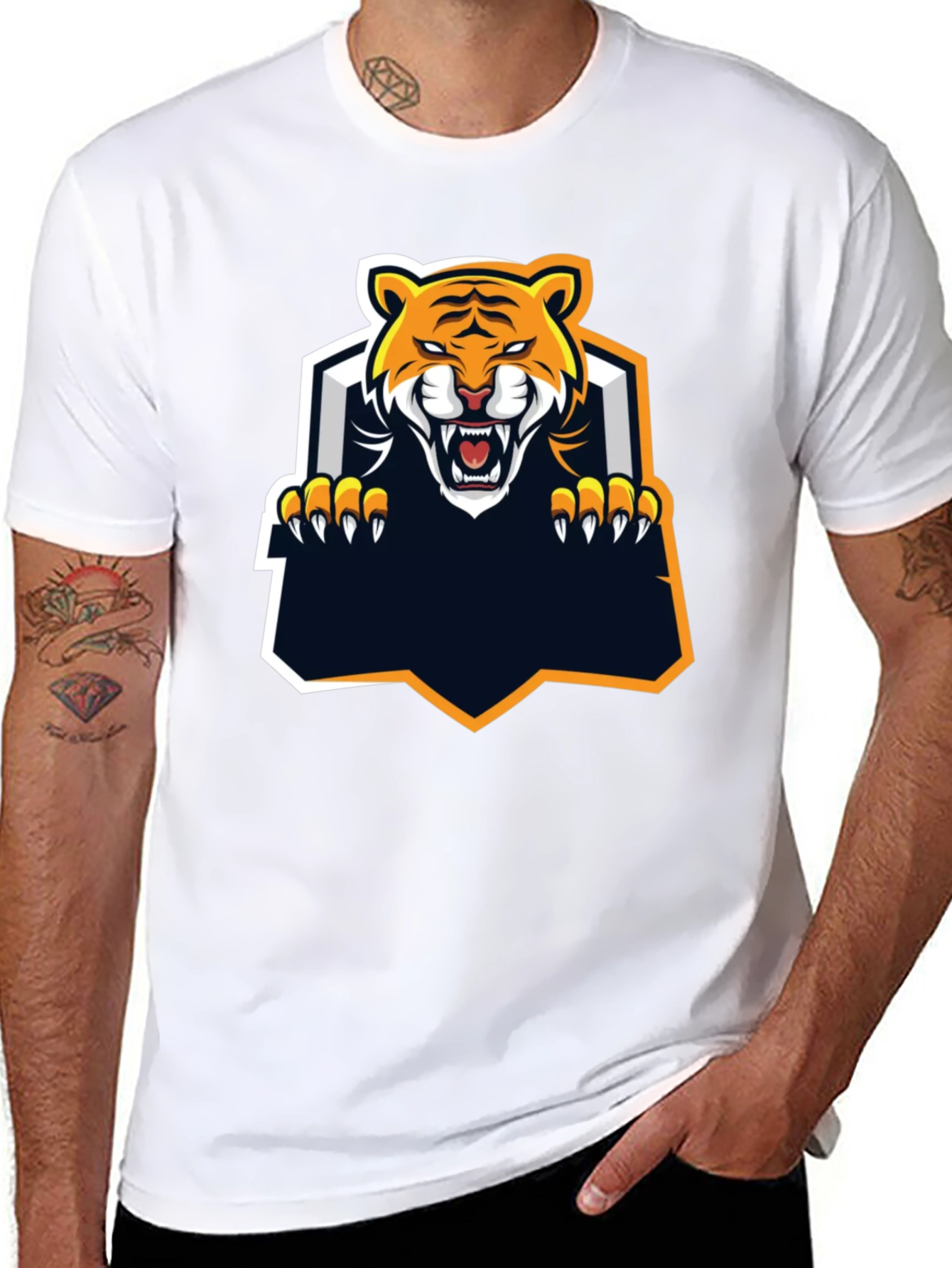 Cool Tiger Graphic Print Black T-Shirt