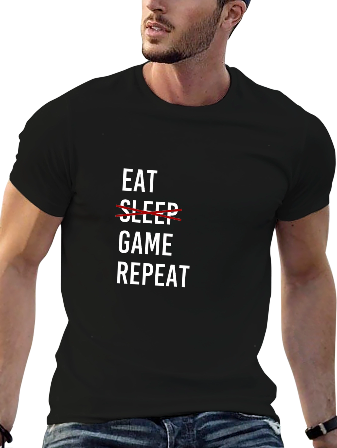 Eat Game Repeat Graphic Tee - Gamer Lifestyle T-Shirt