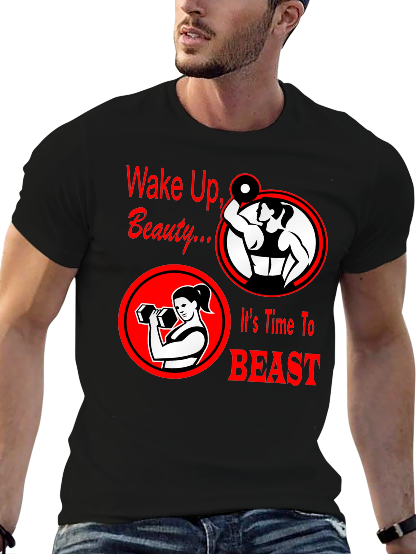 Wake Up Beast Graphic Tee - Fitness Motivation Shirt