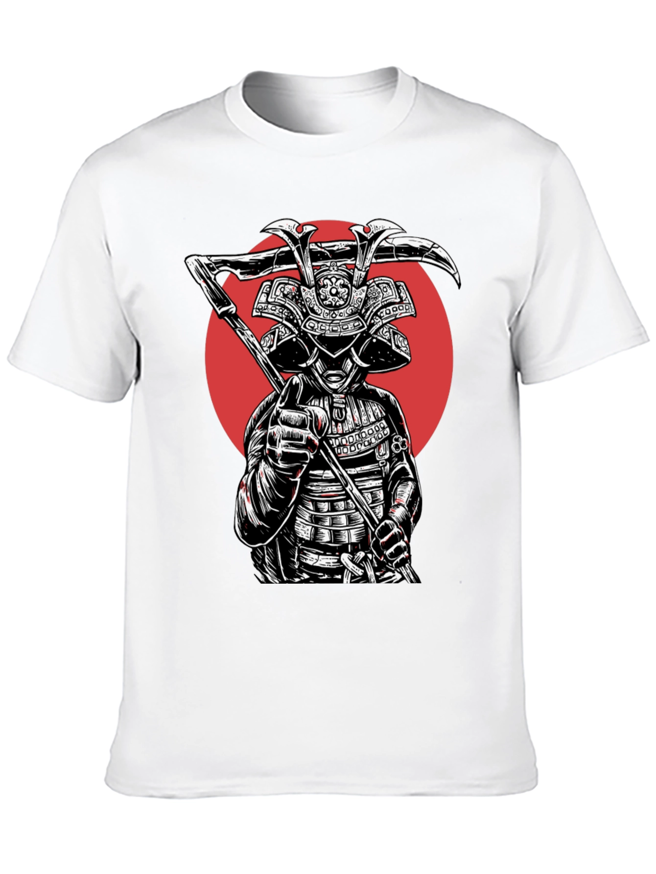 Samurai Warrior Graphic Tee - Black Cotton Blend