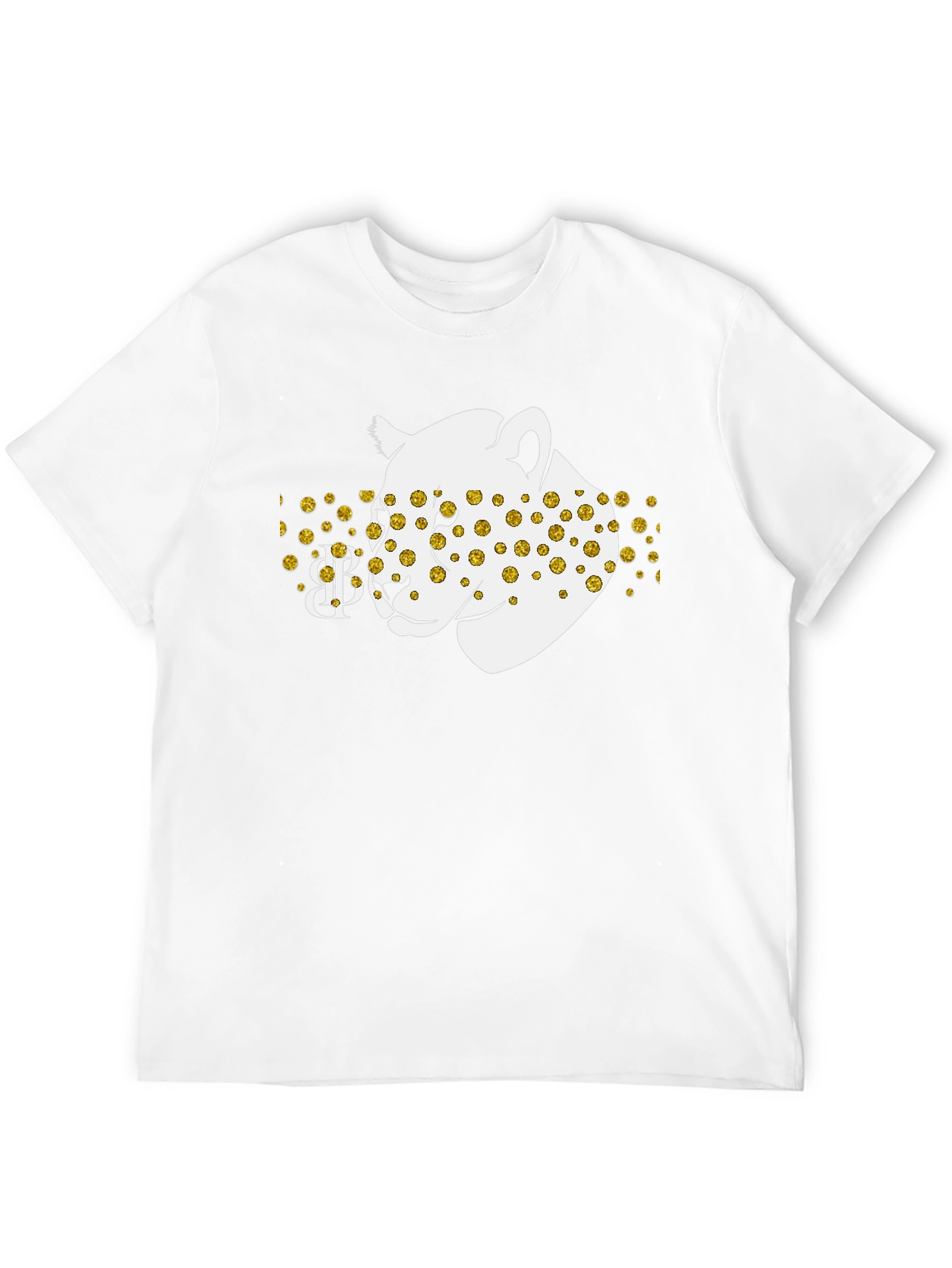 Black Tee with Leopard Print Design