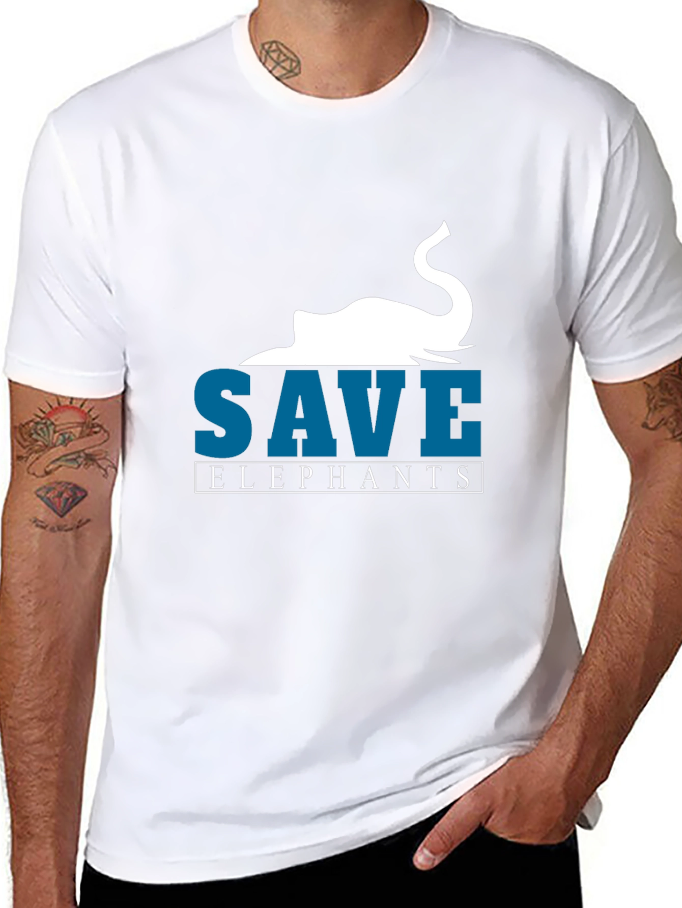 Save Elephants Graphic T-Shirt - Black Cotton Tee