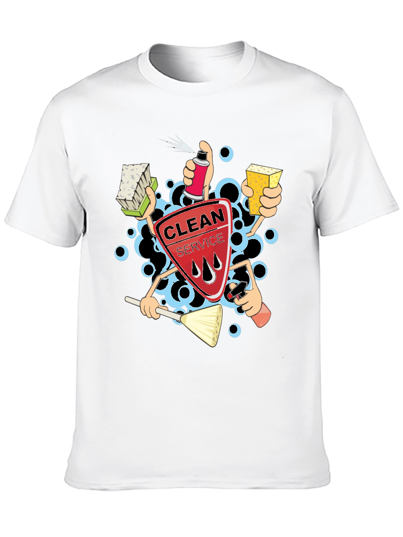 Clean Service Graphic T-Shirt - Black Crew Neck