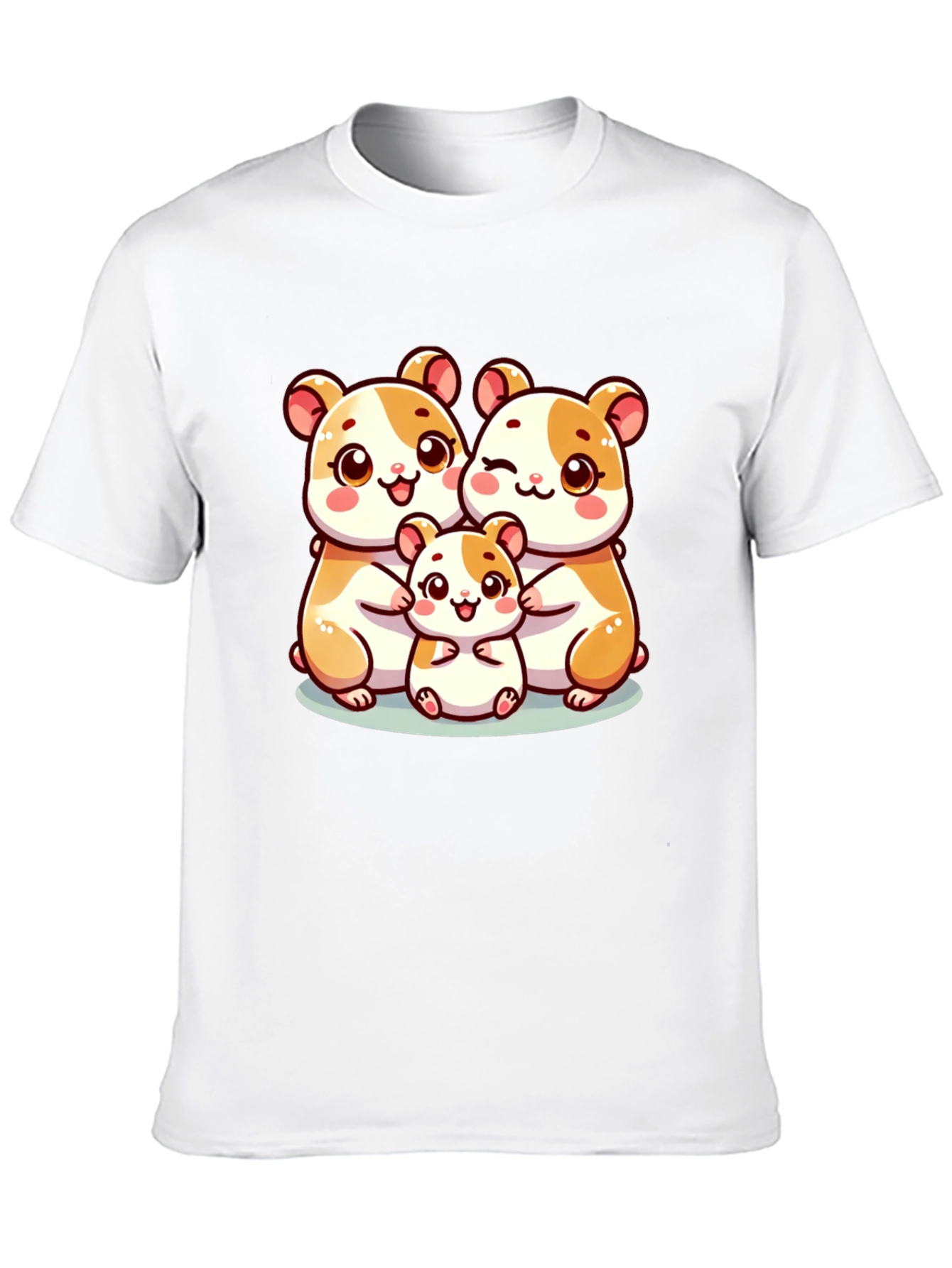 Cute Hamster Family Black T-Shirt