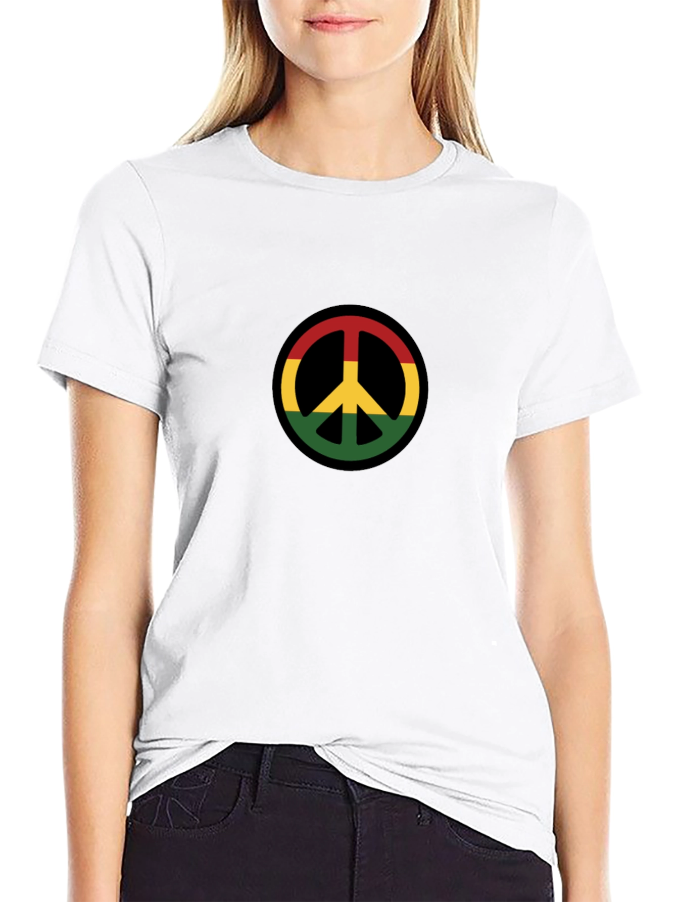 Rasta Peace Sign Black T-Shirt