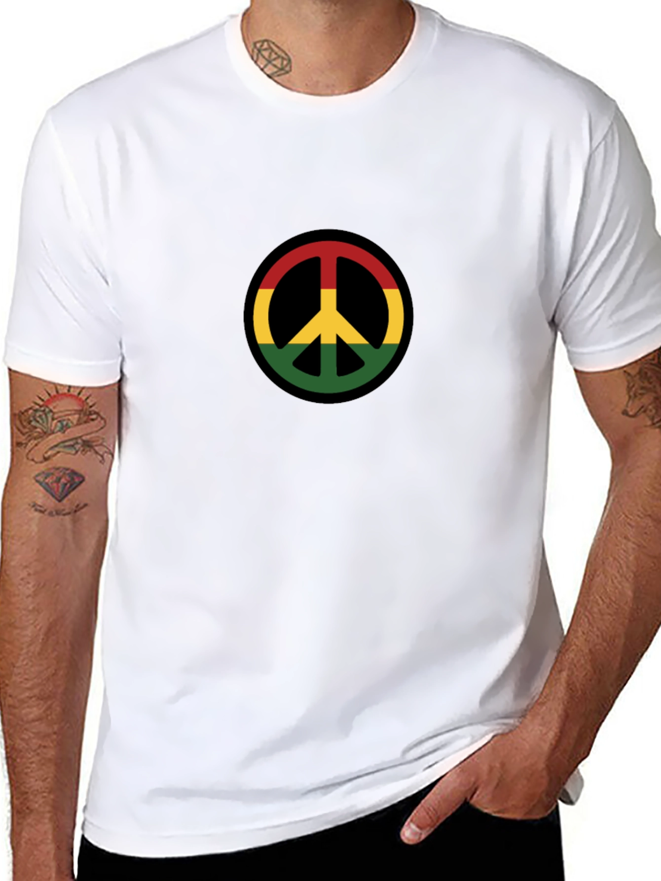 Rasta Peace Sign Black T-Shirt