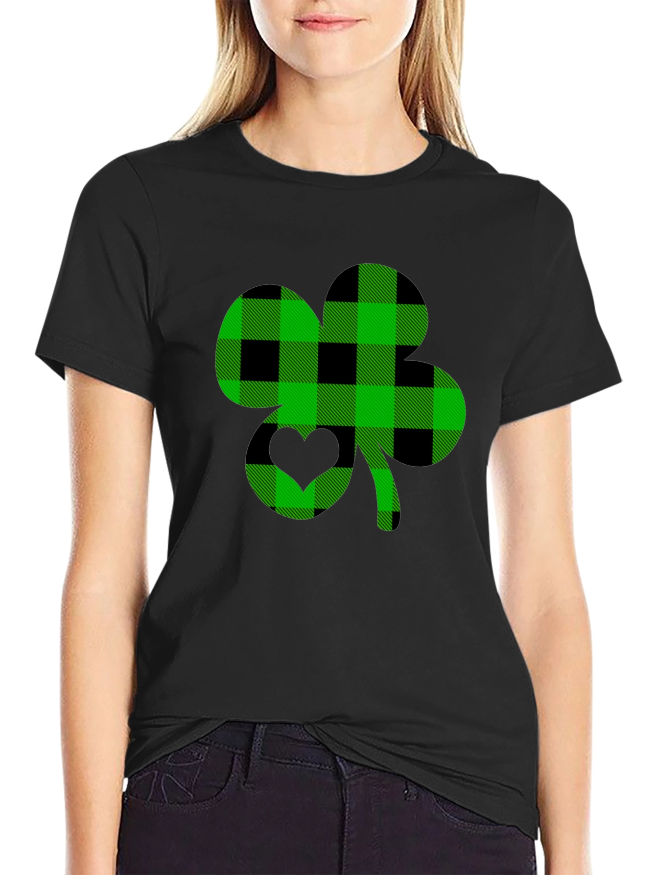 Plaid Shamrock Graphic Tee - St. Patricks Day Style