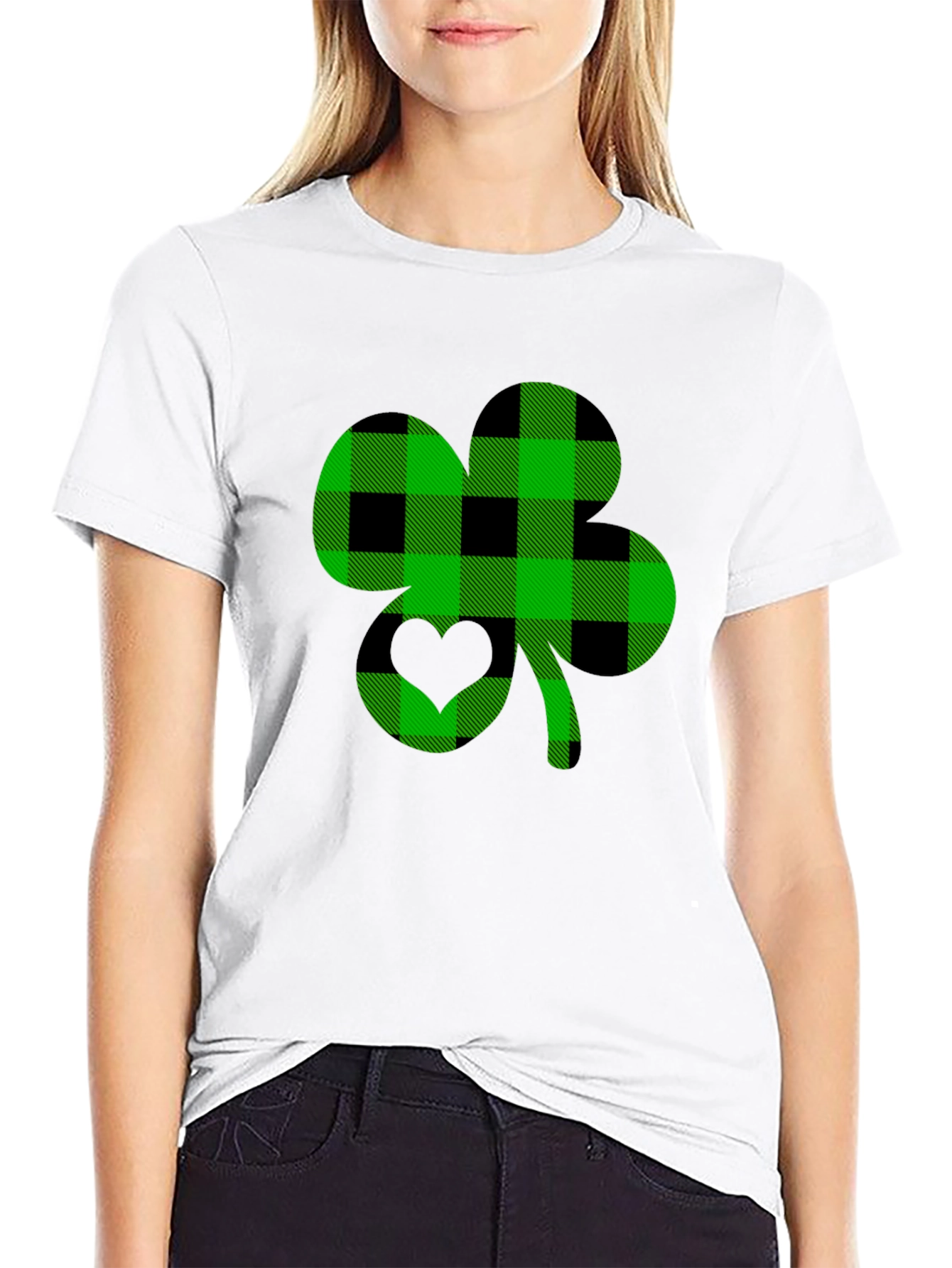 Plaid Shamrock Graphic Tee - St. Patricks Day Style