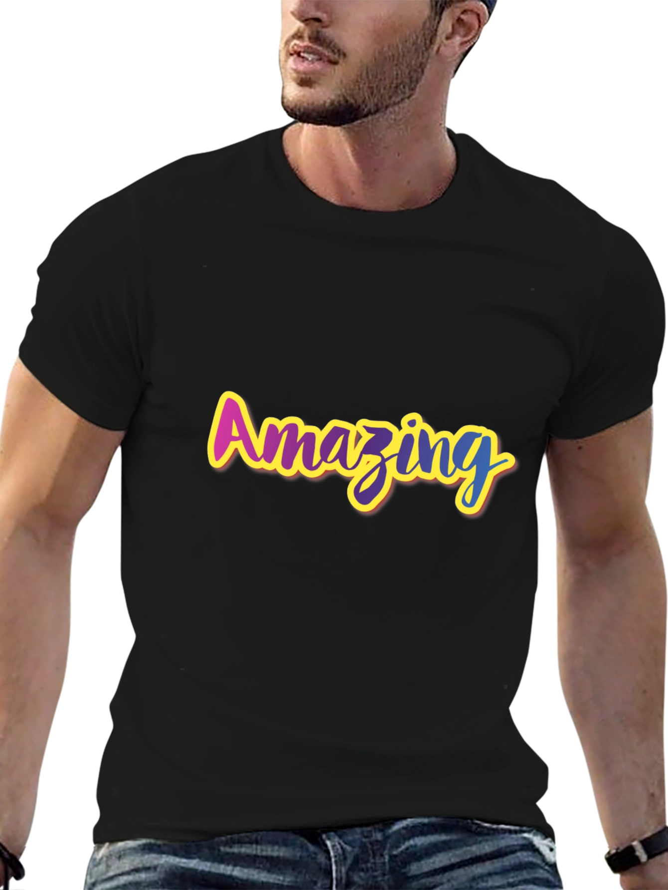 Amazing Graphic Print Black T-Shirt