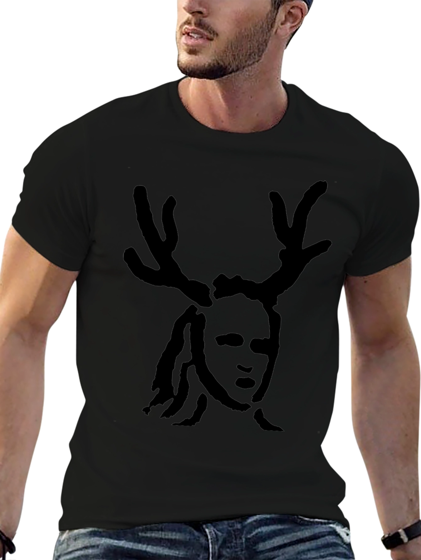 Antlered Figure Black T-Shirt