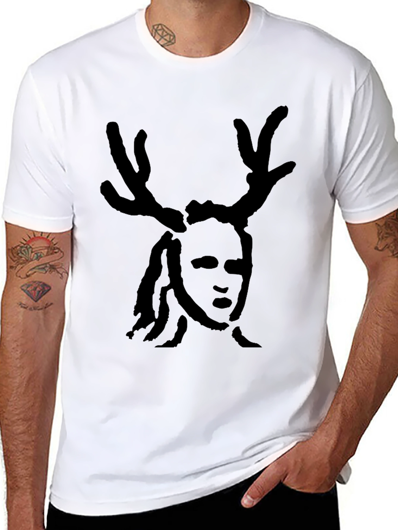 Antlered Figure Black T-Shirt