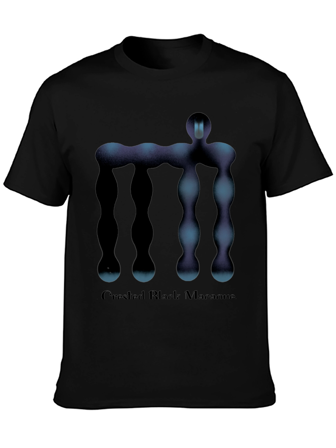 Abstract Figure Graphic Tee - Black Cotton T-Shirt